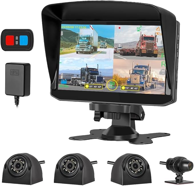 SYKIK SRH7US 4CH Truck Dash Camera 360 DVR Dash Cam Security Cam
