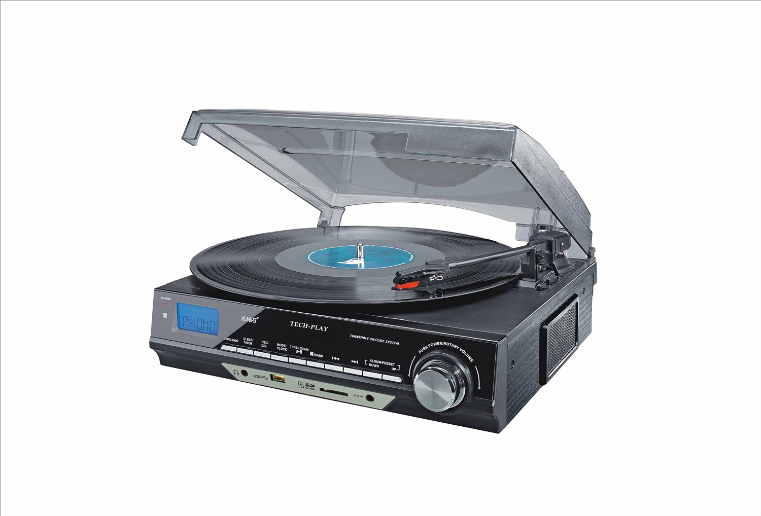 TechPlay ODC18-BS RB Retro Classic 3-Speed Turntable W/SD USB, M