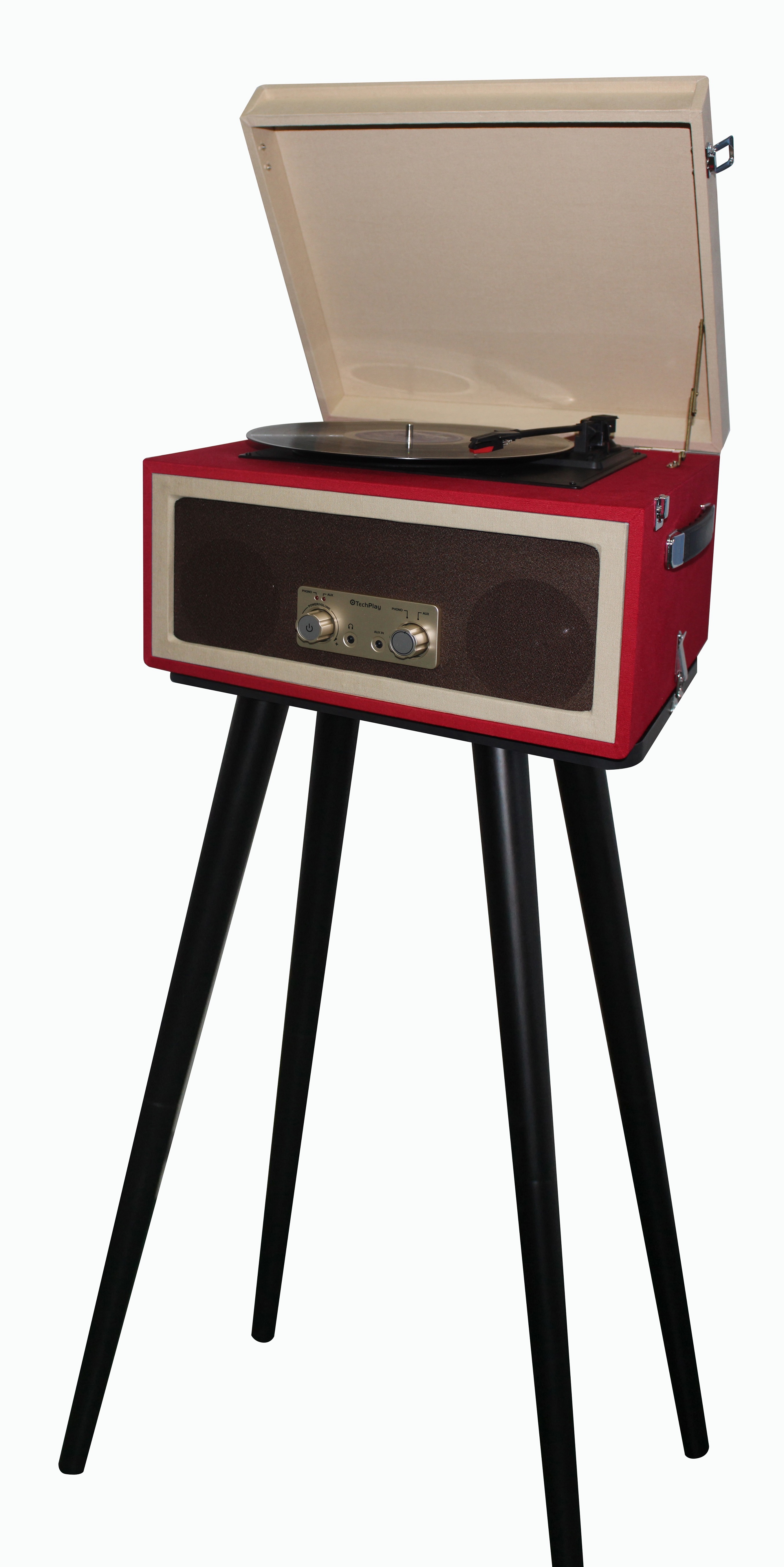 TechPlay CTA99 Red, 3speed portable  turntable with matching sta