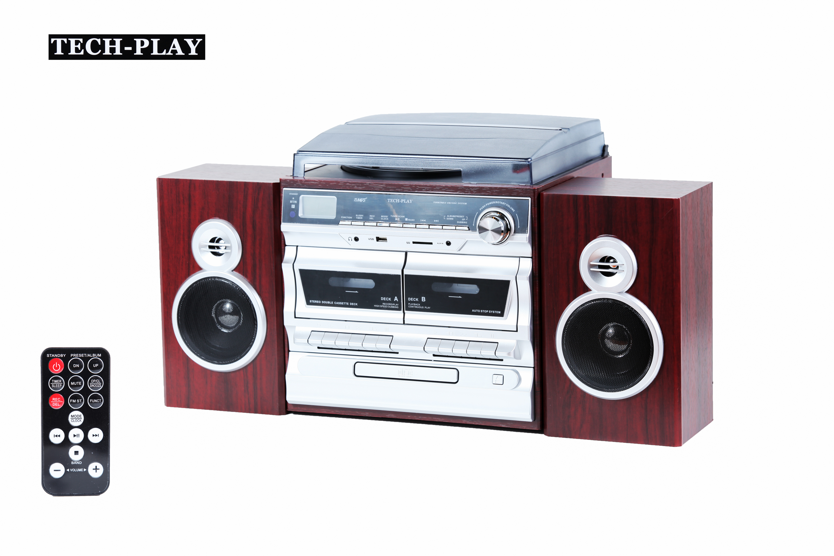 TechPlay ODC110 WD, Hi power 30W, 3-Speed Turntable with Bluetoo