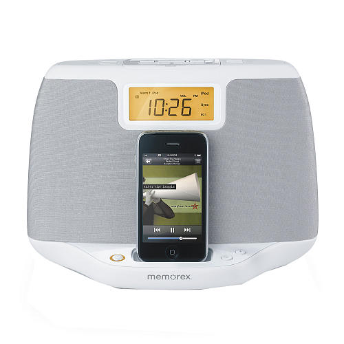 Memorex MI4021 Sound System iPod Clock Radio, White (No Remote I