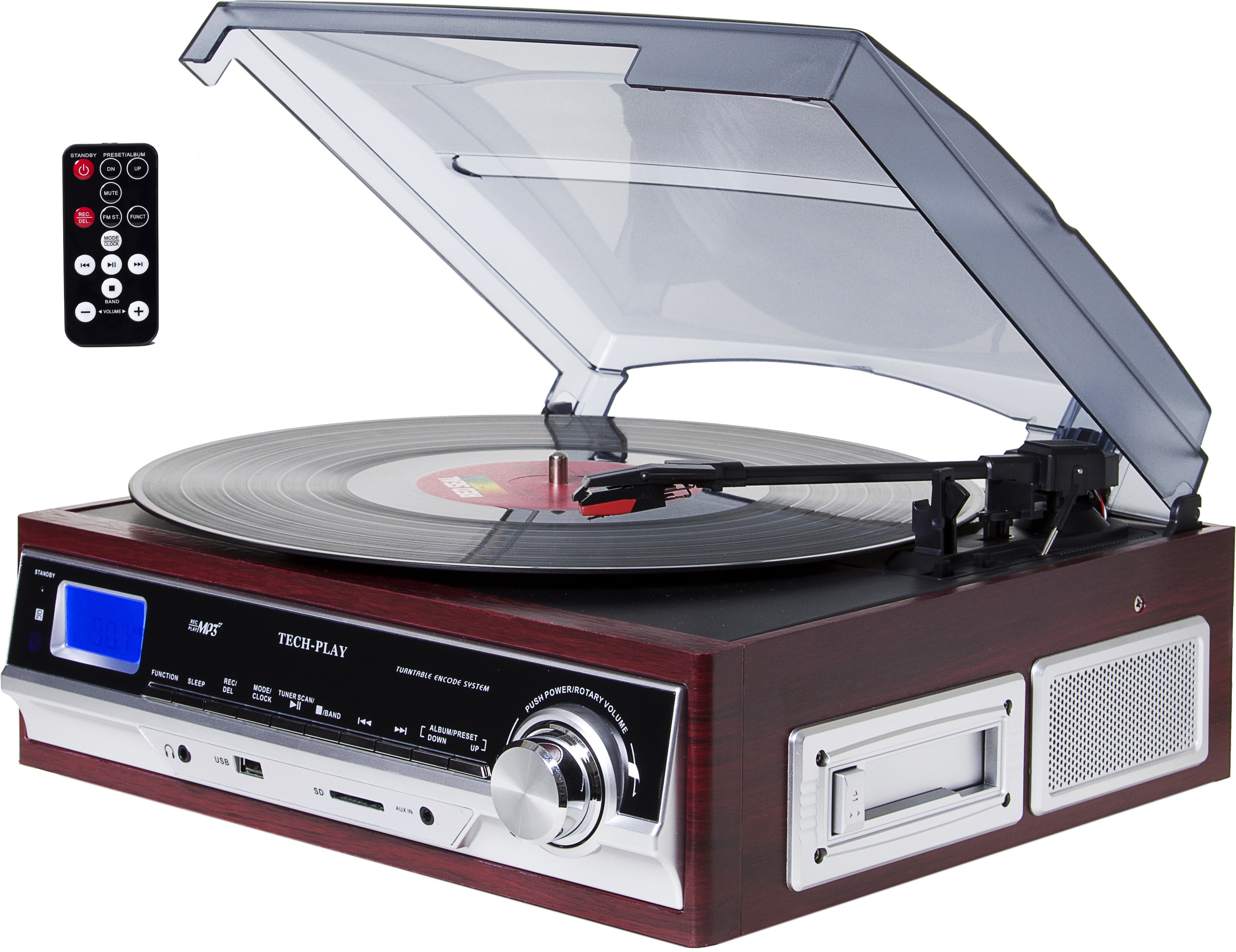 TechPlay ODC17 WD, 3-Speed Turntable & Cassett player W/SD USB,