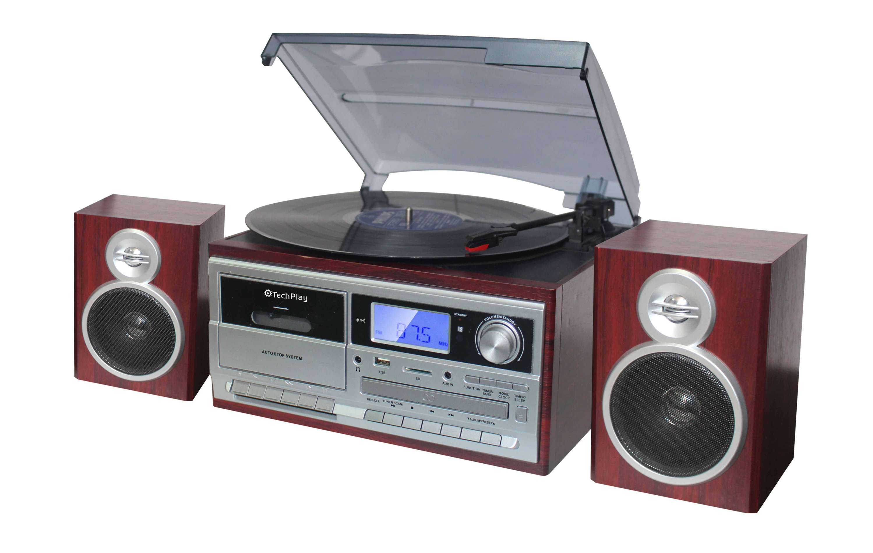 TechPlay ODC128BT 3-Speed Turntable with Cassette player/recorde