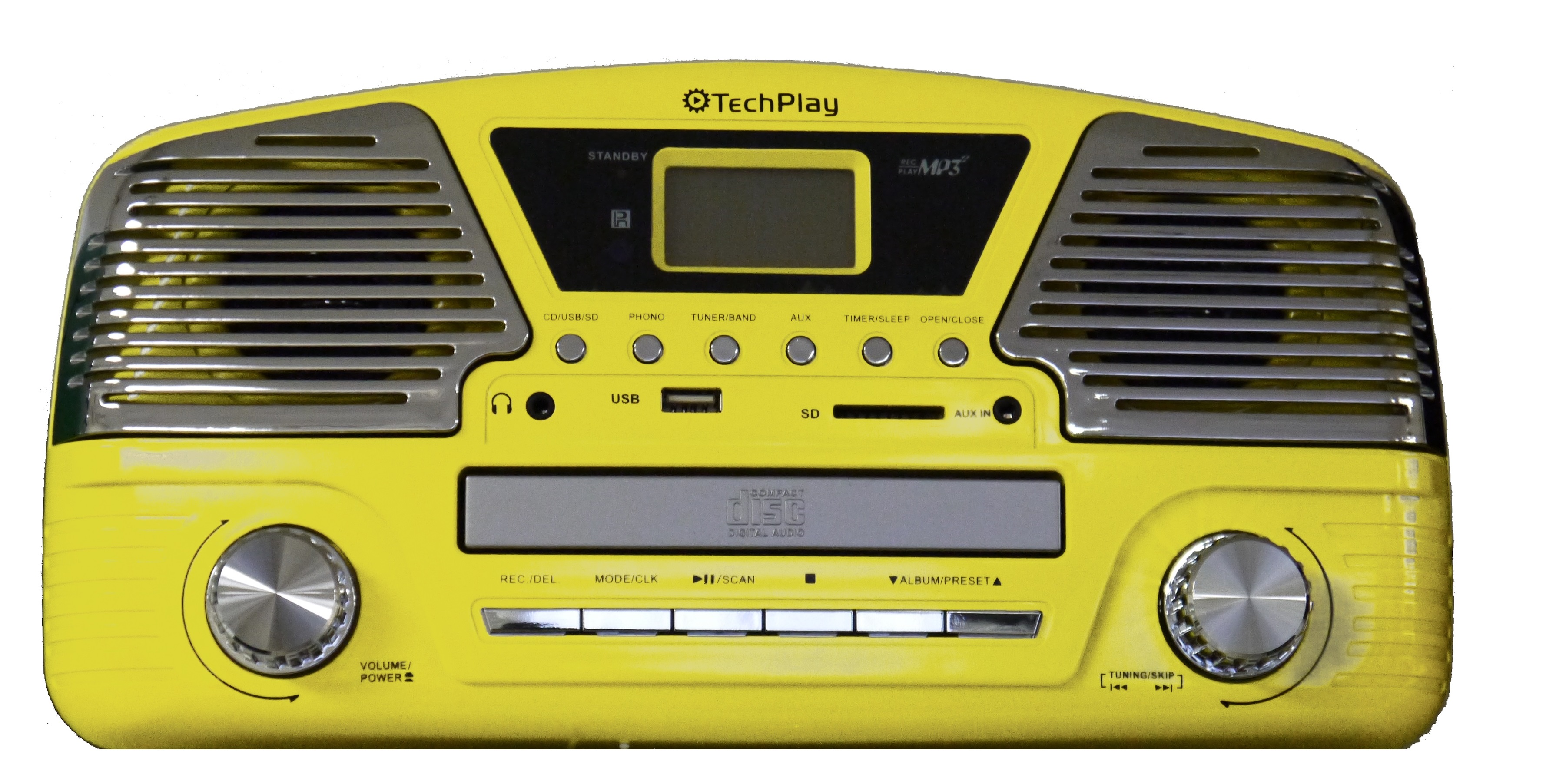 TechPlay ODC35 YW, 3 Spead turntable, programmable MP3 CD player