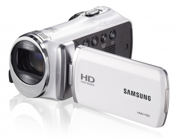 Samsung HMX-F90WE - 52X Optimal Zoom HD Camcorder, White