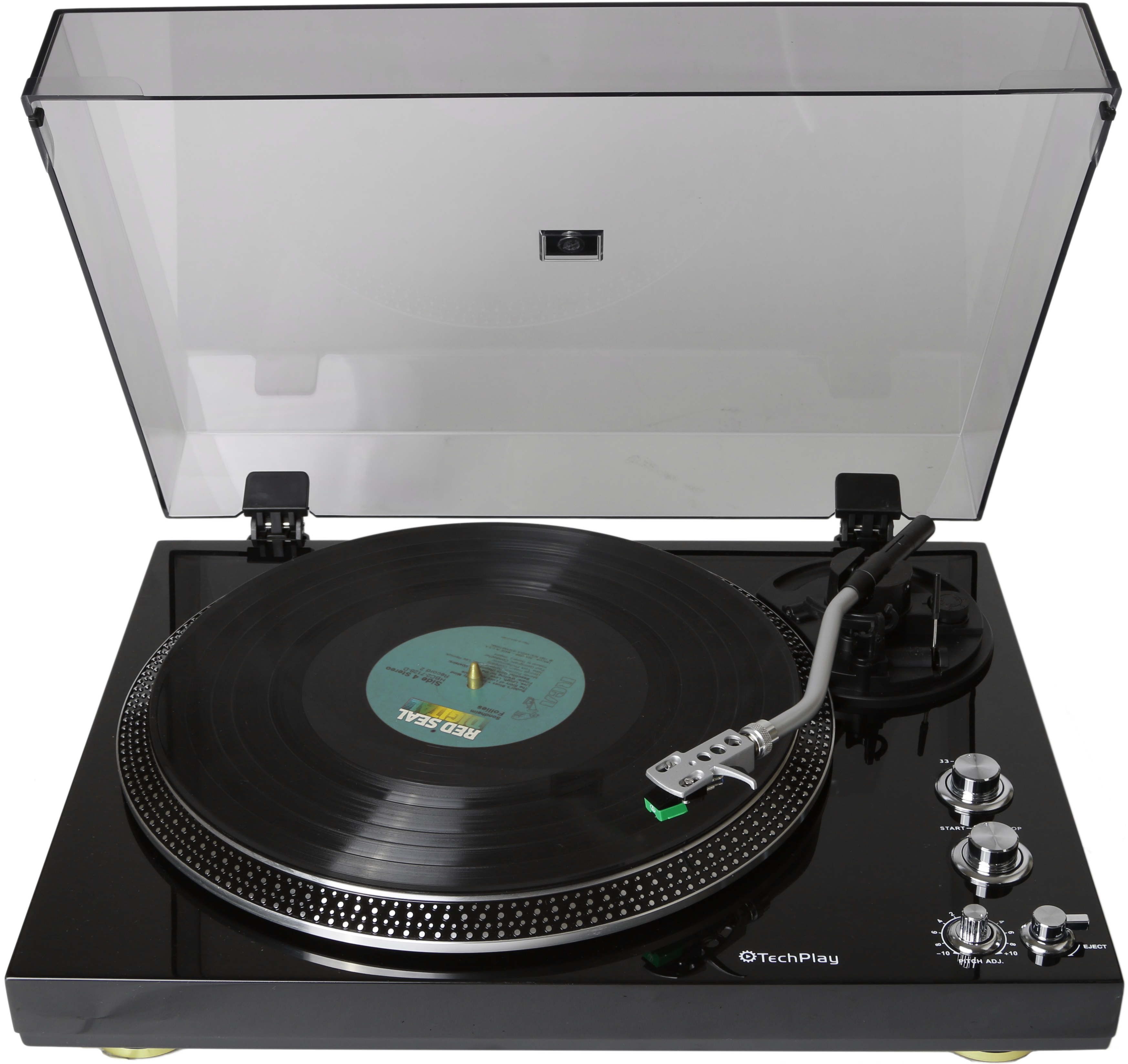 TechPlay TCP4530 BLK, Analog Turntable with Built-in Phono Pre-a