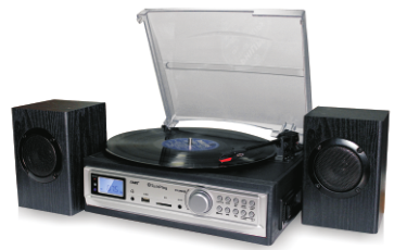 TechPlay ODC194 BK, 3-Speed Turntable & Cassett player W/SD USB,